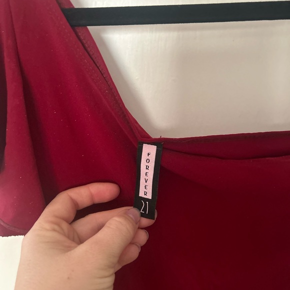 Vintage Forever 21 Medium One Shoulder Red Dress - Picture 2 of 2